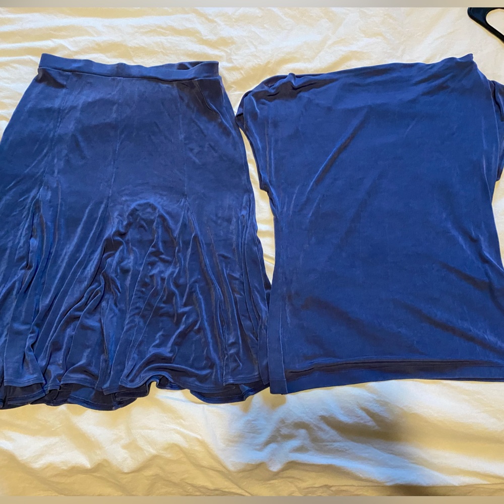 chico’s travelers skirt set in blue